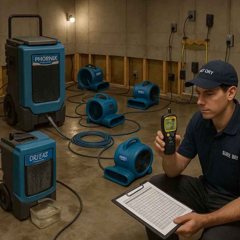 Structural Drying and Dehumidification process in Franklin, WI